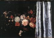 SPELT, Adrian van der, Flower Still-Life with Curtain  uig